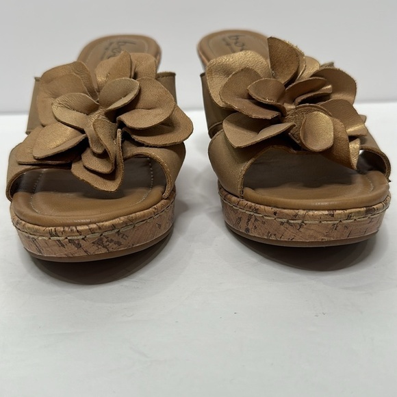 BOC Tan Floral Cork Wedge Upper Leather Comfort Sandals Women’s Comfort Shoes 7M - Picture 5 of 15